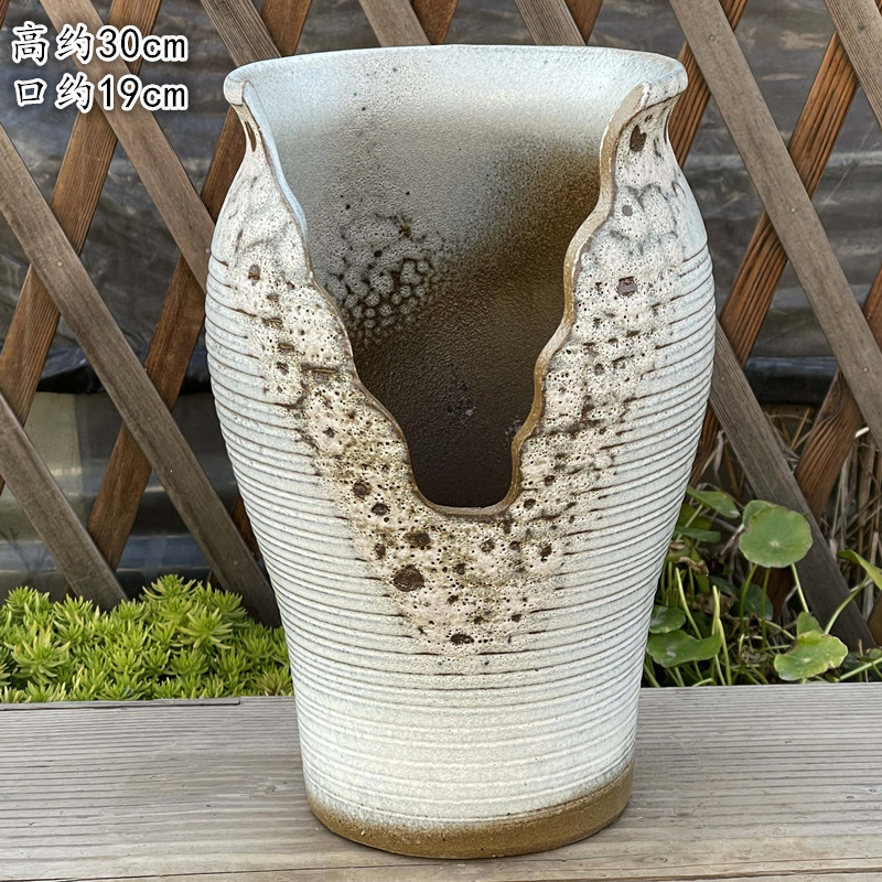 Yixing Handmade Cut-Edge Large High Old Stump Pot for Succulents, Cliff Terracotta Pot with Chipped Edges Yixing Handmade Cut-Edge Large High Old Stump Pot for Succulents, Cliff Terracotta Pot with Chipped Edges