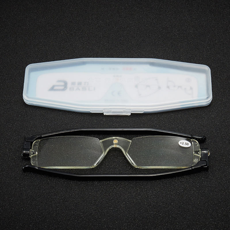 2023 live folding 360 degree rotating reading glasses high-end fashion brand small frame portable men's and women's ultra light glasses