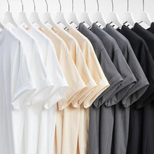 热销代发重磅300G纯棉短袖t恤男宽松纯色打底衫上衣夏季男女同款