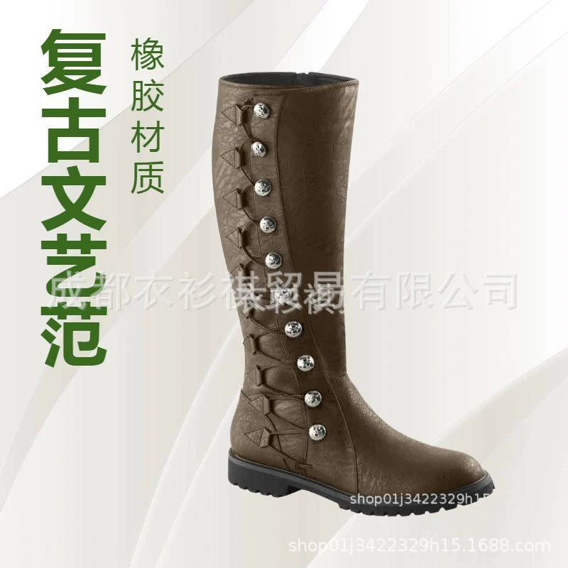 Инженерные ботинки для трансграничного экспорта на Amazon, европейские и американские новые средневековые ретро-ботинки для мужчин, размеры 38-48, большие размеры.