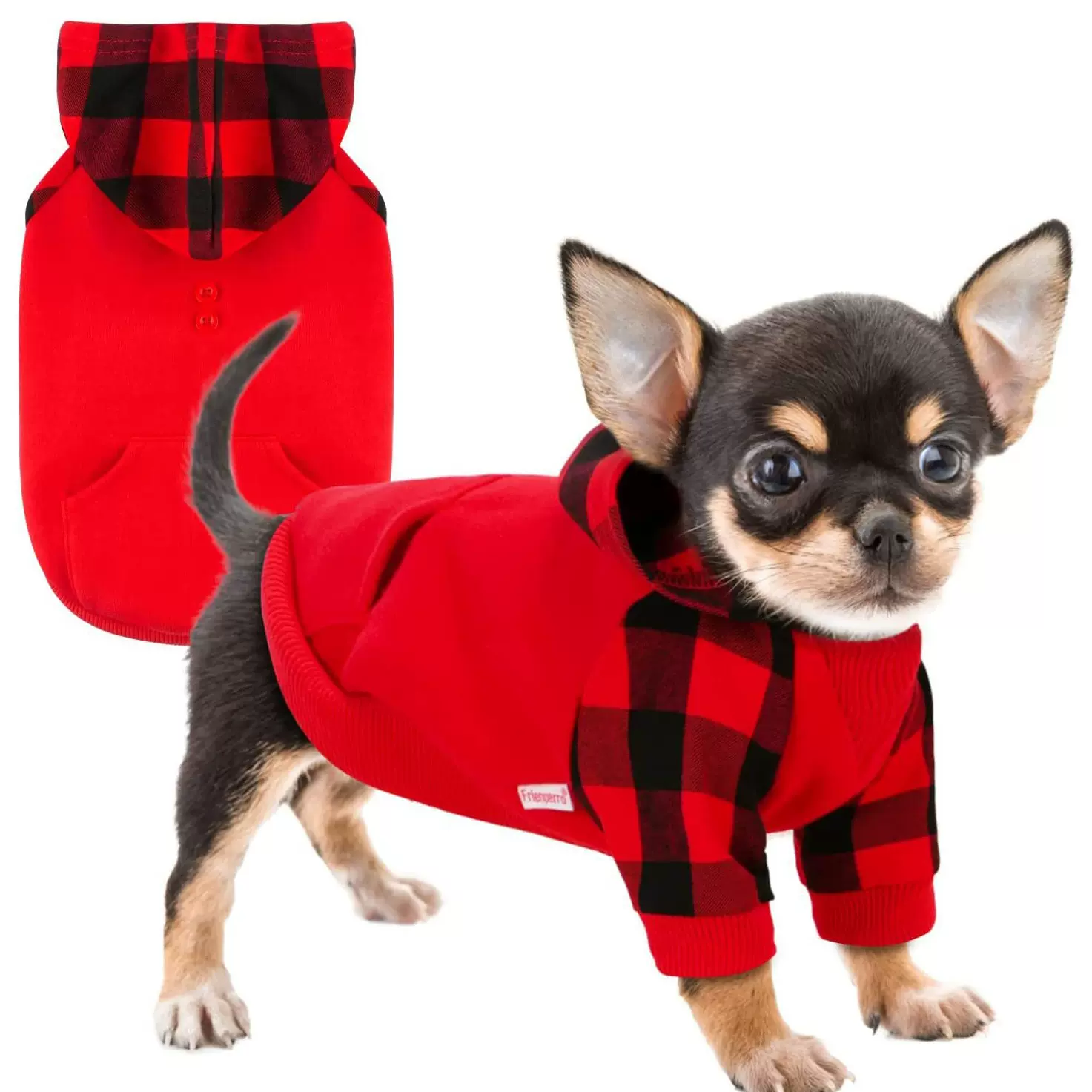 连帽新款宠物衣服秋冬格子狗狗衣服加厚宠物狗服装亚马逊款宠物服
