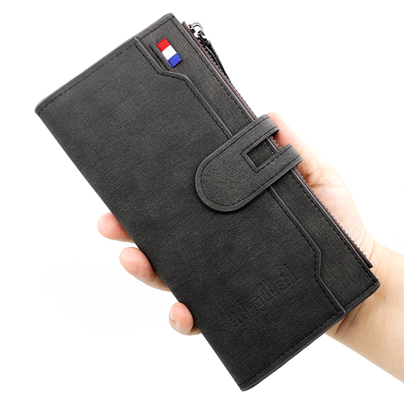 Nuevos hombres billetera larga moda simple pu hebilla magnética bolso de los hombres multi-Tarjeta titular embrague monedero al por mayor