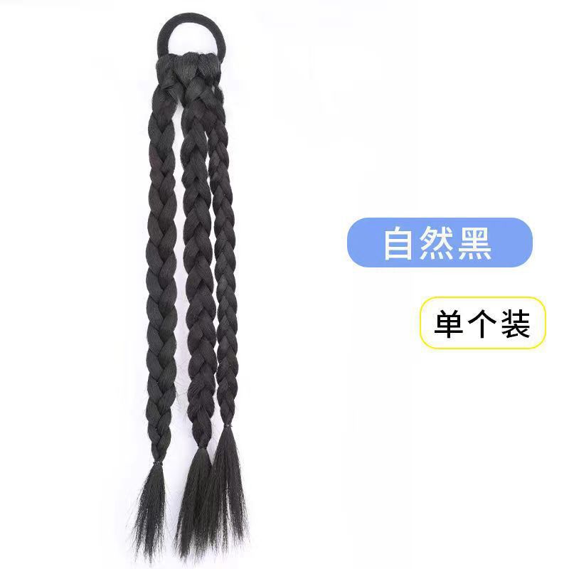 Personalidad de la chica alta peluca de cola de caballo trenzas dulces y frescas trenzas de boxeo de doble cola de caballo simulación de correa de hueso de pescado trenzas sucias