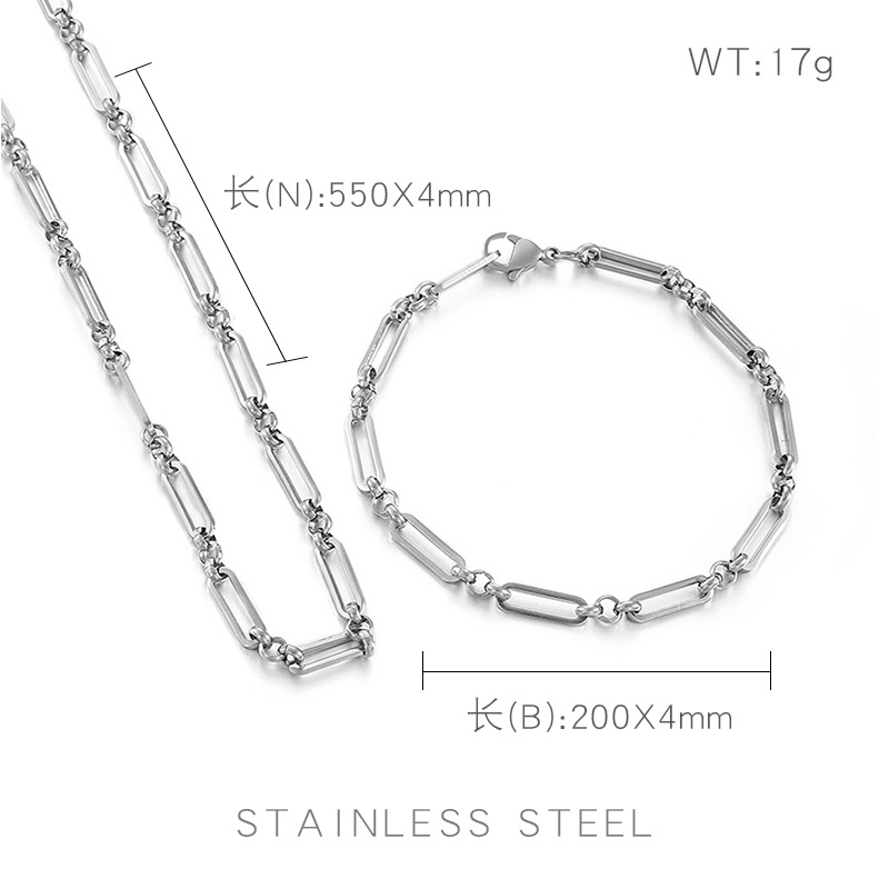 design sense fashion titanium steel bracelet necklace set wholesale nihaojewelry