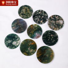天然水晶玉石水草玛瑙原牌 原石打磨苔藓玛瑙裸石戒面 戒指批发