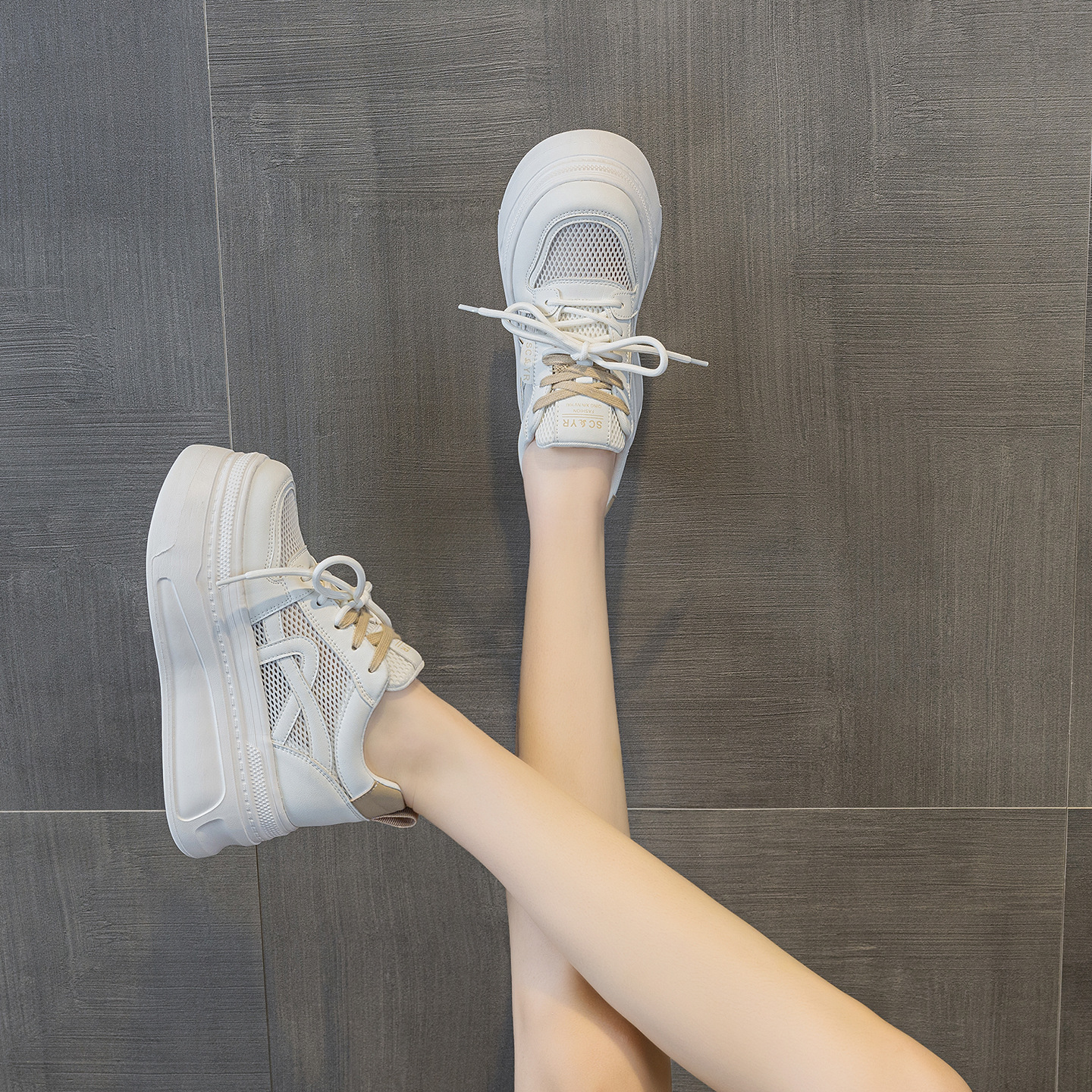 Giày sneaker nữ đế dày tăng chiều cao phong cách thể thao nhẹ — Tím 5057, Mơ 5057
