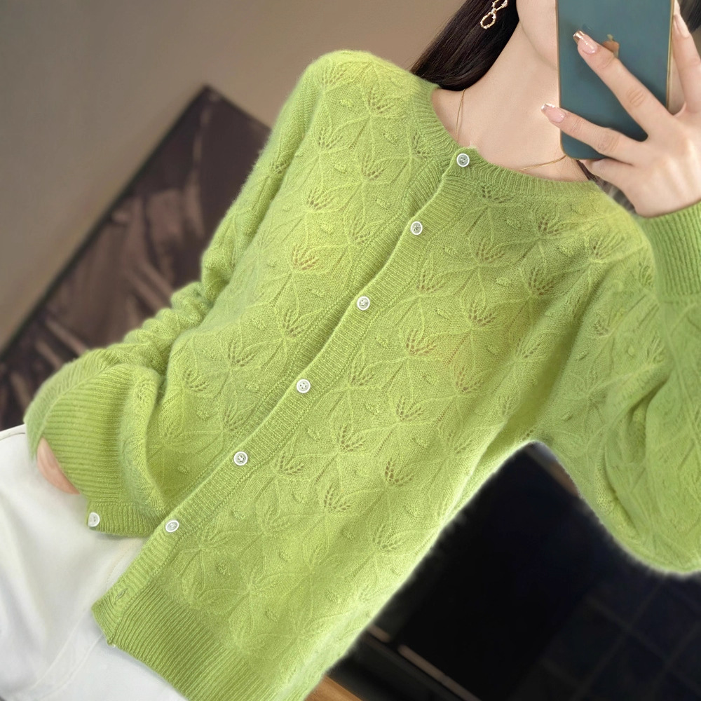 Autumn and Winter New First-Line Ready-To-Wear Hollow Cardigan Women's Design Niche Outer Knitwear Tops