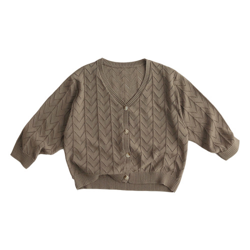 G-level hollowed out ~ cool ice silk ~ lazy and loose sun protection clothing ~ Han Chun children's fashionable knitted cardigan for men and women