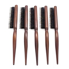 豚毛三列毛コーム、ポインテッドテールスタイリングヘアコーム、無垢材ふわふわ毛ブラシ、歯付きヘアブラシ