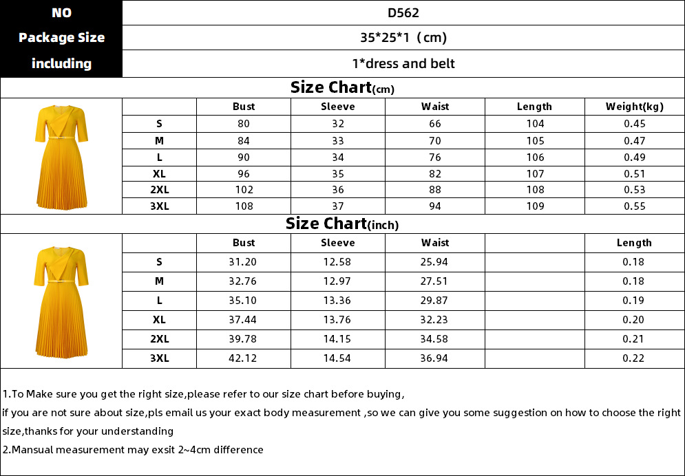 D562 Women' Fahion 2025 Summer New Fahionable Elegant V-neck Solid Color Plu Size Pleated African Foreign Trade_ecoleips.com