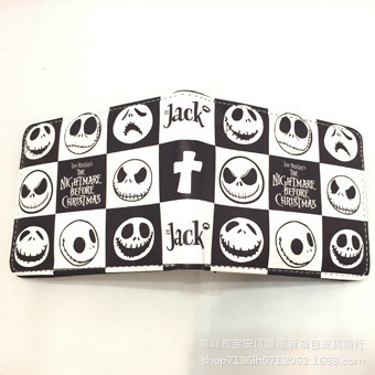Skull Jack The Nightmare Before Christmas Coin Purse JACK Short Zipper Wallet Leather Wallet Card Holder Wallet