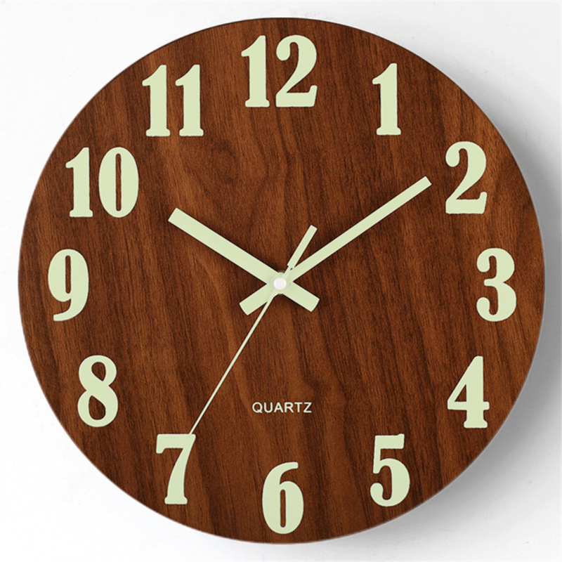 12inch 発光壁時計サイレント木製木目調発光時計 MDF 蛍光 Amazon 爆発卸売|undefined