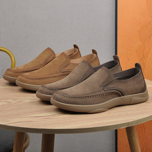 外贸男鞋休闲皮鞋男真皮英伦软面软底一脚蹬乐福鞋子复古百搭单鞋
