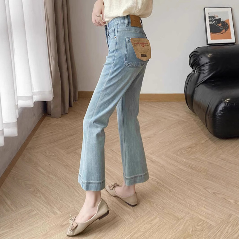 Light Blue Four-Way Stretch Thin Flared Jeans for Women, Summer Plus Size for Curvy Girls, Ice Silk Petite Flared Jeans Light Blue Four-Way Stretch Thin Flared Jeans for Women, Summer Plus Size for Curvy Girls, Ice Silk Petite Flared Jeans