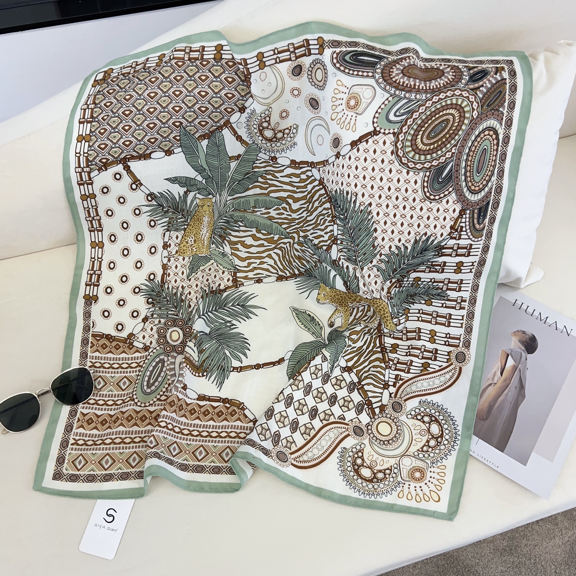 Algodón coreano suave impresión de herringbone bufandas de cuello de seda de estilo exterior bufandas decorativas bufandas de camisa bufandas