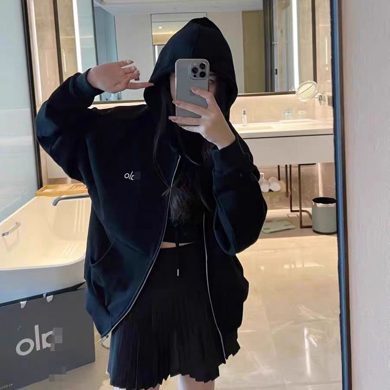 ALO宽松外套女2025新款春秋灰色连帽开衫卫衣休闲百搭运动瑜伽服|undefined