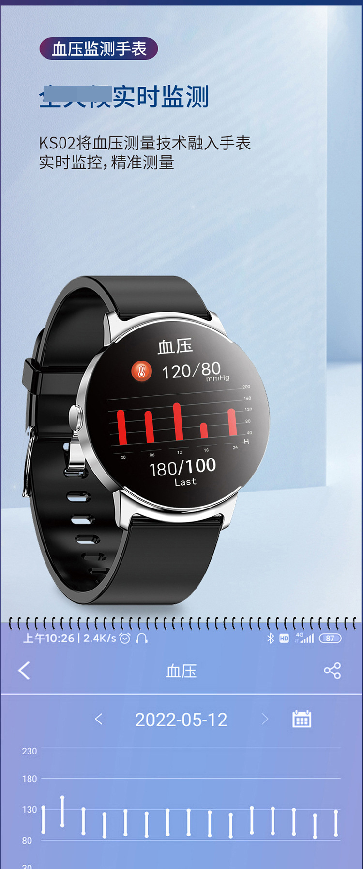 Cross-border new KS02 smart bracelet non-invasive blood glucose, blood pressure, blood oxygen, body temperature and health NFC sports watch distribution undefined