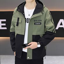 男士外套2025年春秋款外穿帅气立领工装夹克男装连帽上衣服正品
