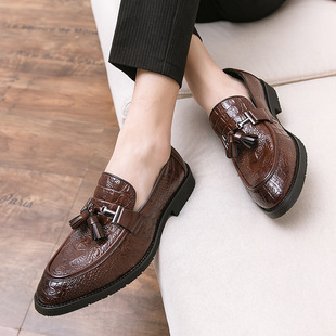 Amazon Cross-border plus size Leather Shoes Men's Tasseled Shoes 38-46 Business Dress Casual Shoes Stylist Casual Leather Shoes