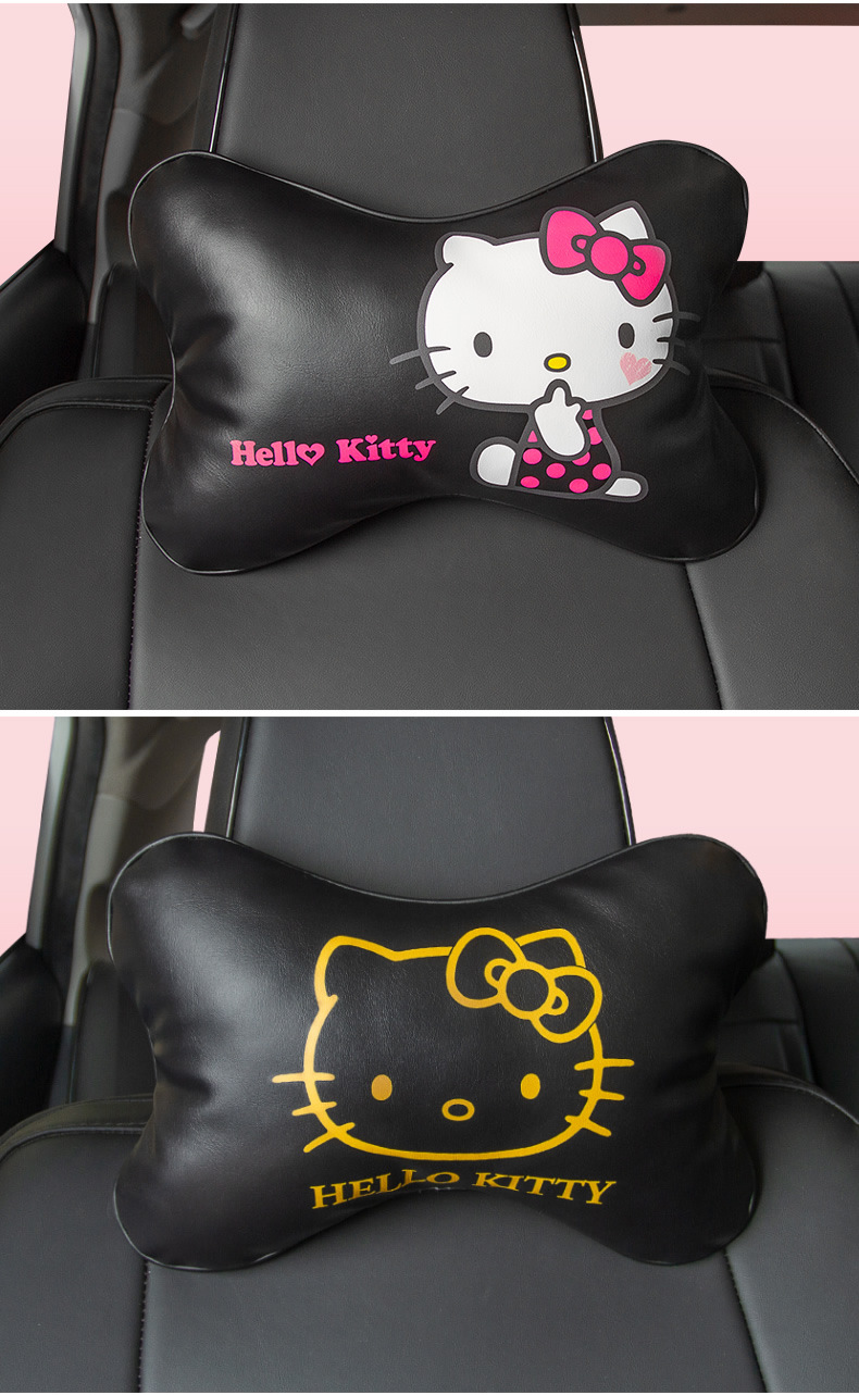 Hellokitty Car Pillow Cute Cartoon Car Headrest Neck Pillow Popular Leather Pillow Bone Pillow for Women
