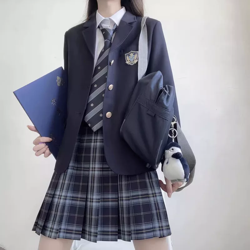 Genuine Japanese student pleated skirt, uniform, Japanese school skirt, classic suit jacket
