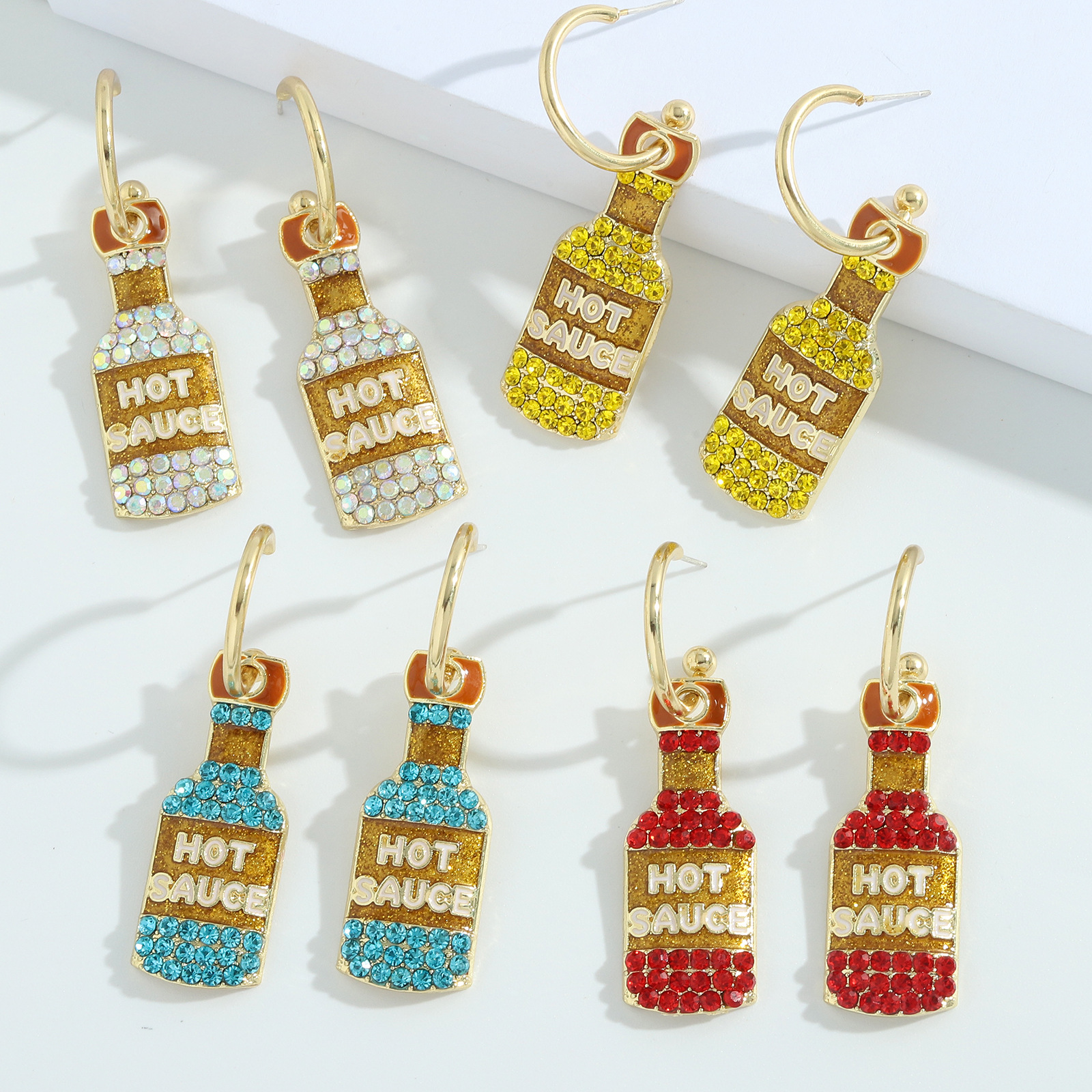 Fashion Letter Creative Wine Bottle Shape Alloy Diamond Earrings display picture 4