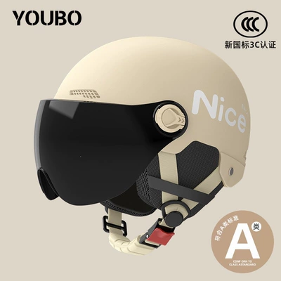 Motosiklet dəbilqələri: National Standard Summer 3C Certified - one-size-fits-all-new-national-standard-3c-khaki-free-sunscreen-short-glasses-reflective-stripe-decal-four-seasons-ear-protection-nice