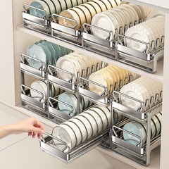 中実ステンレス引き出し食器収納棚台所引き出し式バスケットキャビネット内蔵アスファルト食器棚棚