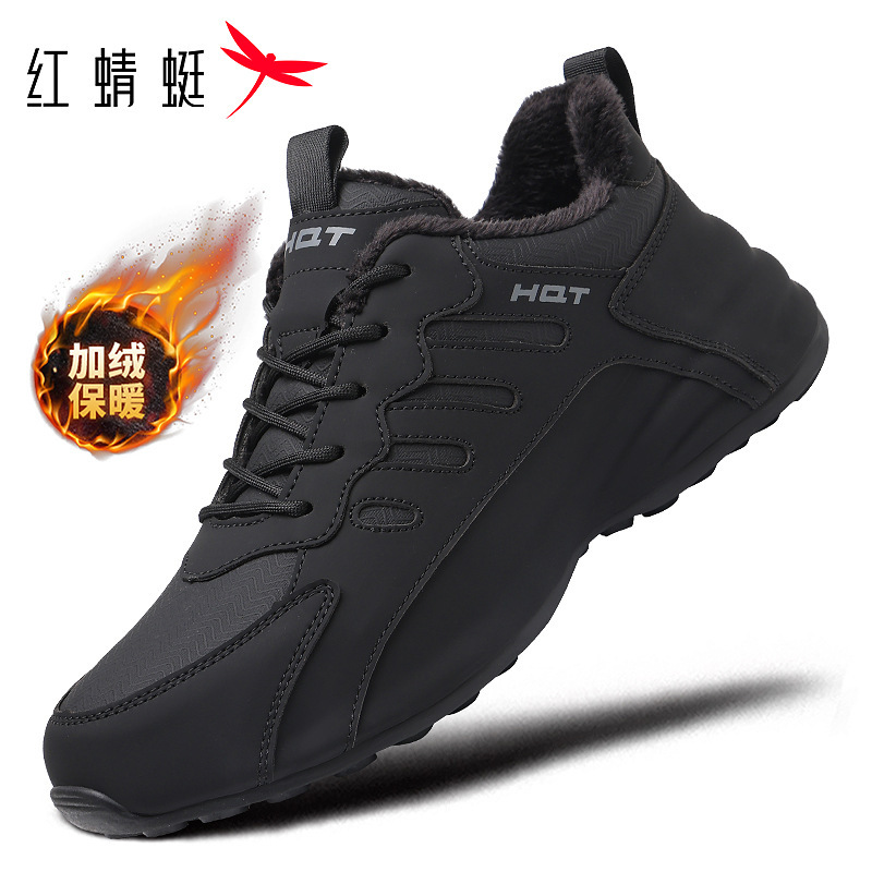 Red Dragonfly Men's Shoes Autumn and Winter New Shoes Thick-Soled Heightening Casual Black Warrior Sneakers Dad Shoes Men's Trendy Brand