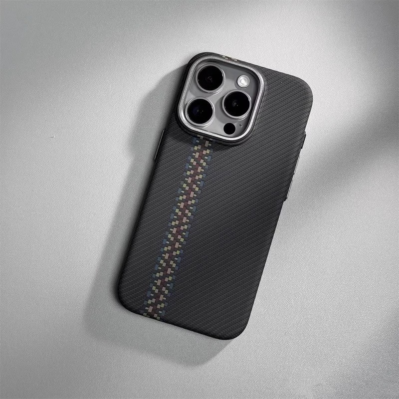 Iphone16 promax携帯ケース炭素繊維紋磁気吸引リンゴ15ケブラー紋転倒防止保護カバー|undefined