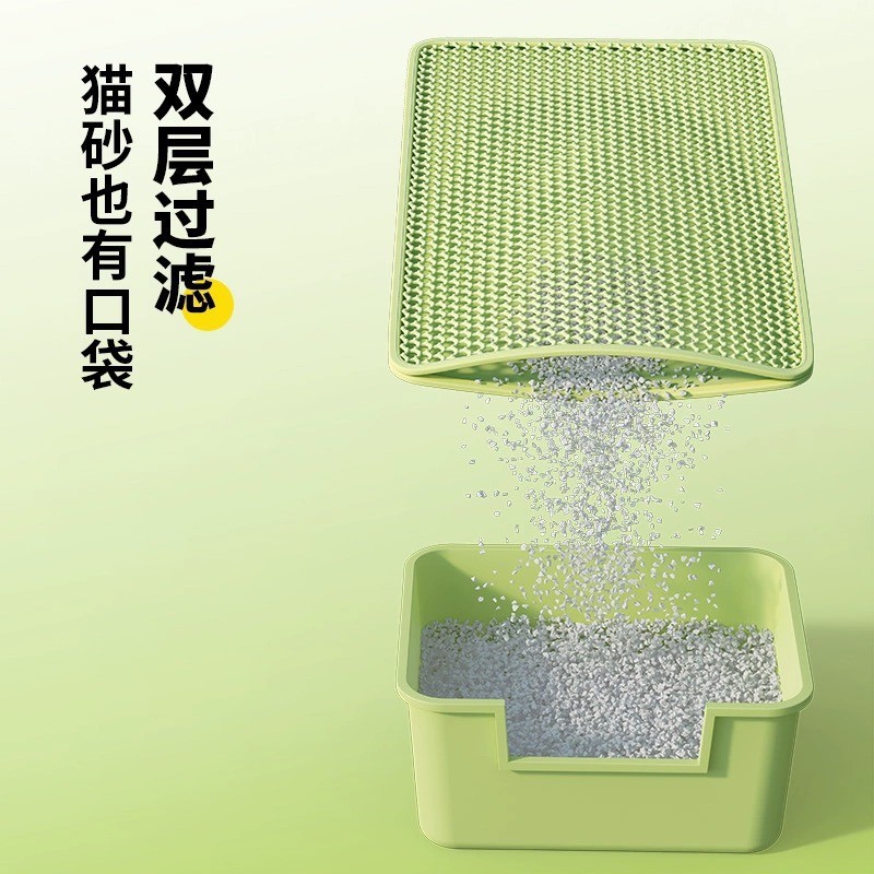 Alfombrilla de arena para gatos, antisalpicaduras, almohadilla para sacar, control de arena, antisalpicaduras, lavabo para gatos, tabla de arena con fugas, alfombrilla para mascotas, doble capa, suministros de gran tamaño