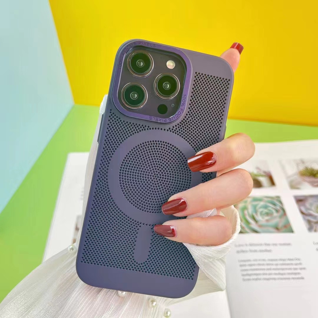 Funda Magnética Refrigerante para Teléfono Apple 16, Color Titanio Original, Compatible con iPhone 15 Promax, Ultrafina, Transpirable y Protectora