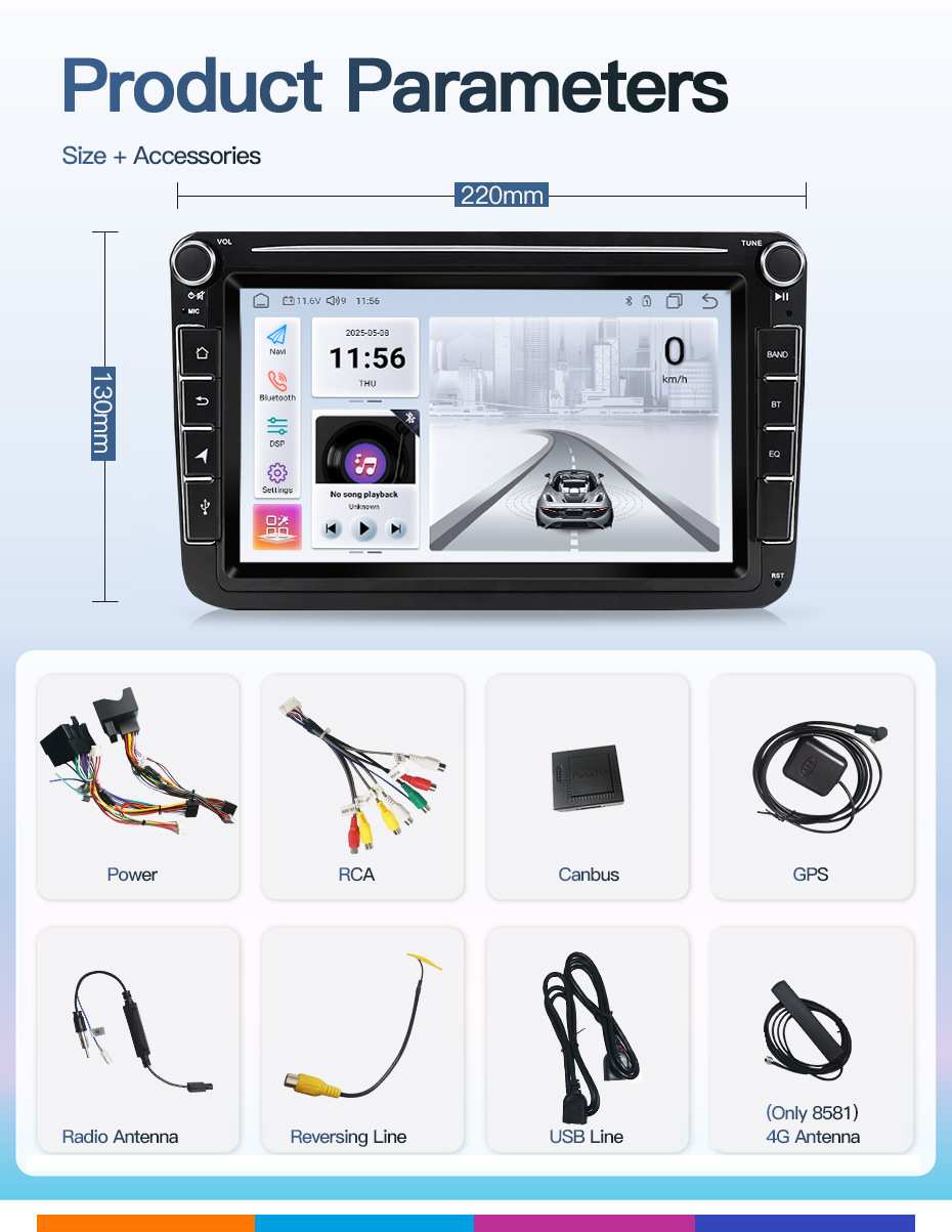 Suitable for Skoda Roomster, Fabia, Yeti, and Yeti Travel Edition Car Central Control Screen Reversing Image Navigation