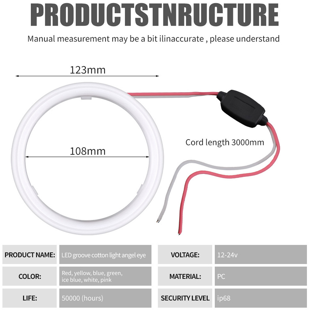 Car Modified Led Lights Angel Eye Halo Milky White Cotton Light Cob Daytime Running Lights Headlight Halo Fog Lights Constant Current