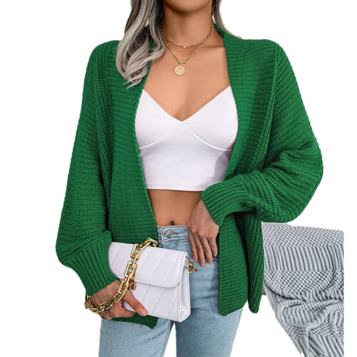 Cross-border Autumn/Winter New Arrival European and American Style Casual Batwing Long-Sleeved Loose Cardigan Knitted Sweater Coat Top Blouse for Women