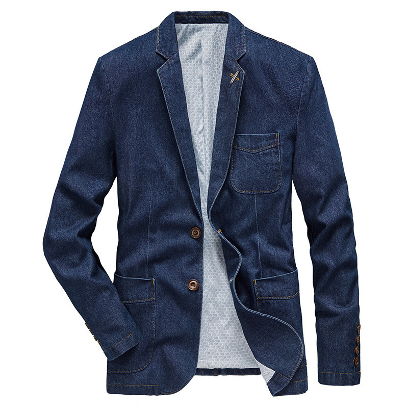 Cross-border Cargo Denim Suit Jacket Men's Spring and Autumn Large Size Casual Suit Lapel Slim-fit Jacket Coat