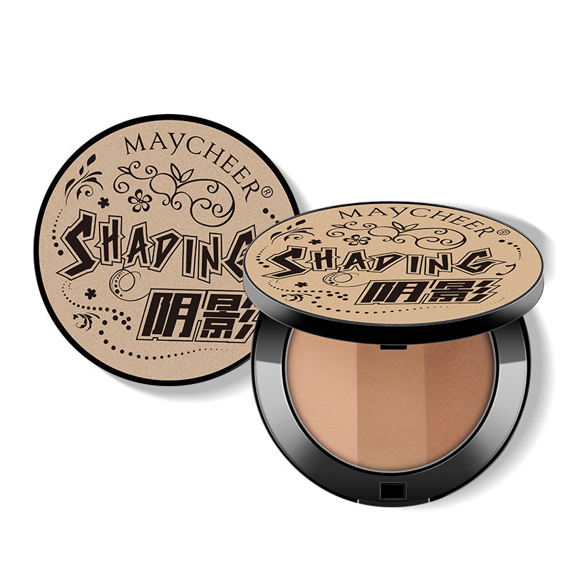 Meixier Tricolor Facial Repair Powder Estereoscópico Brillo de doble propósito en un disco de sombras de polvo de sombra de nariz silueta de polvo de resaltado