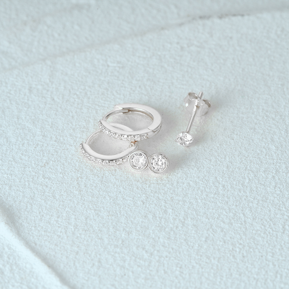 3g Weight Hoop Earrings, Ear Studs Classification 1 Set Quantity Daily Occasion 925 Sterling Silver Material Star, Butterfly Pattern Women's Gender Plating Design Simple Style Style 1 Set 925 Sterling Silver Star Butterfly Hoop Earrings Ear Studs 23