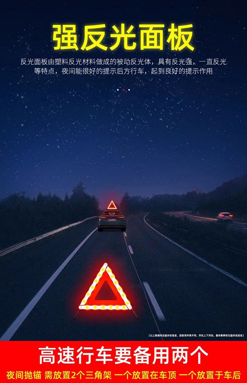 Car warning triangle stand for vehicle annual inspection, fault parking, reflective safety bracket L