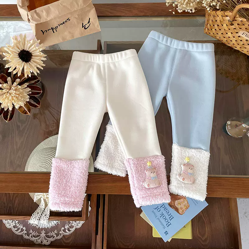 【现货】女童打底裤2025新款日常百搭卡通加绒保暖打底裤QK259730