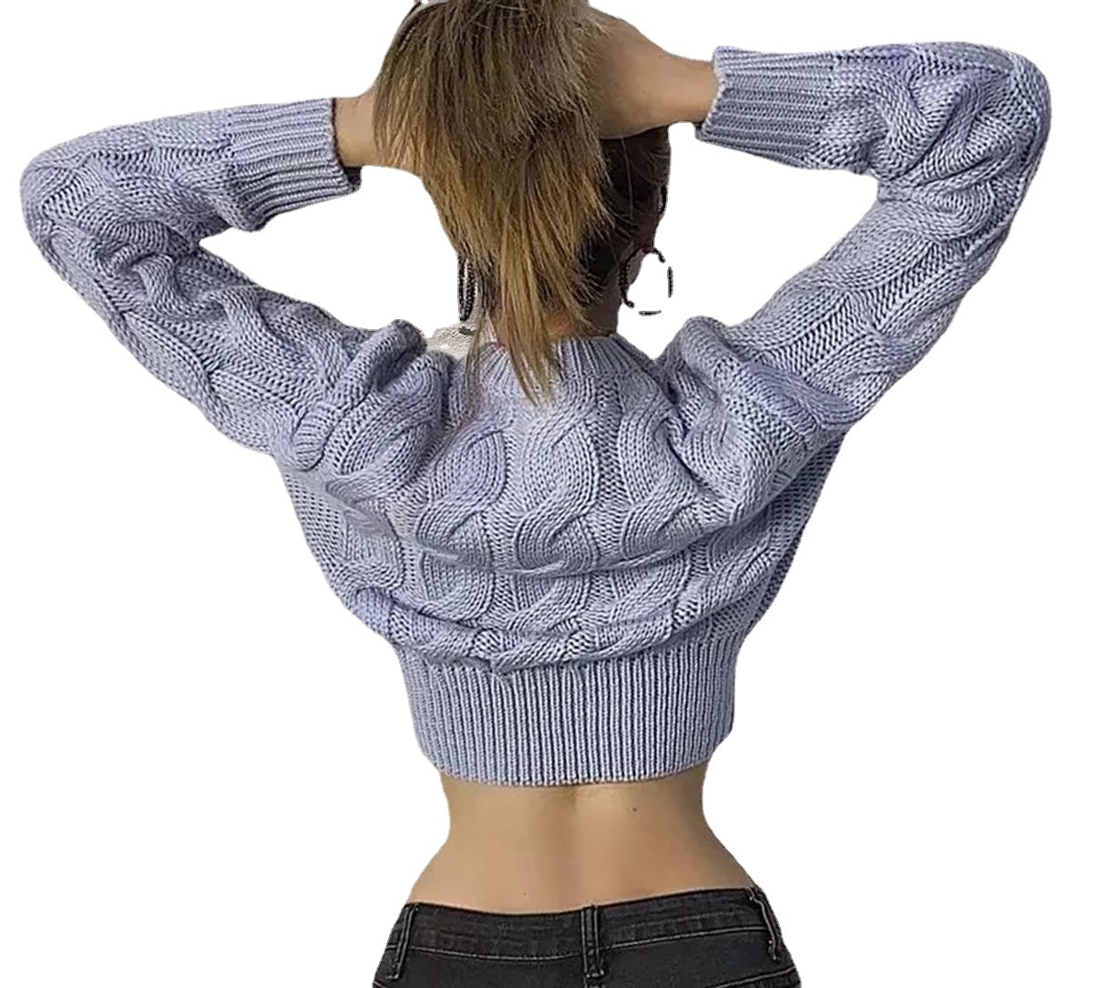 Maglione a vita alta 2024 da donna autunno e inverno nuovo piccolo girocollo pullover stile straniero Fried Dough Twists corto_voghion.com