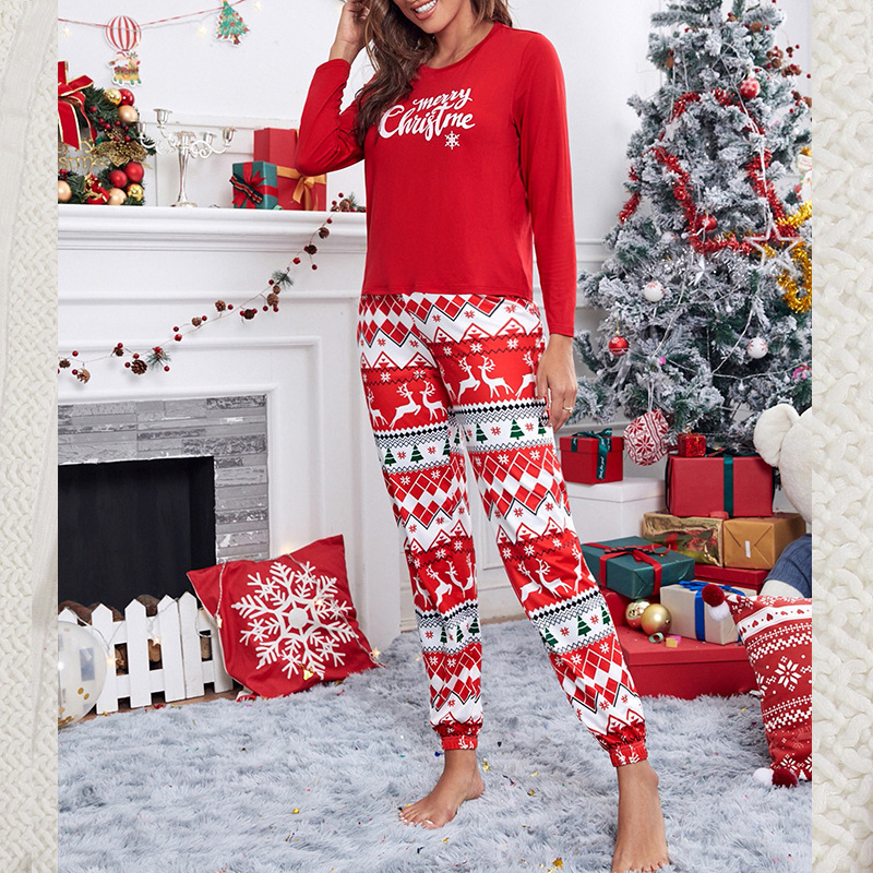 Women's Christmas autumn and winter home pajamas for women Christmas printed long sleeved suit pyjamas_voghion.com