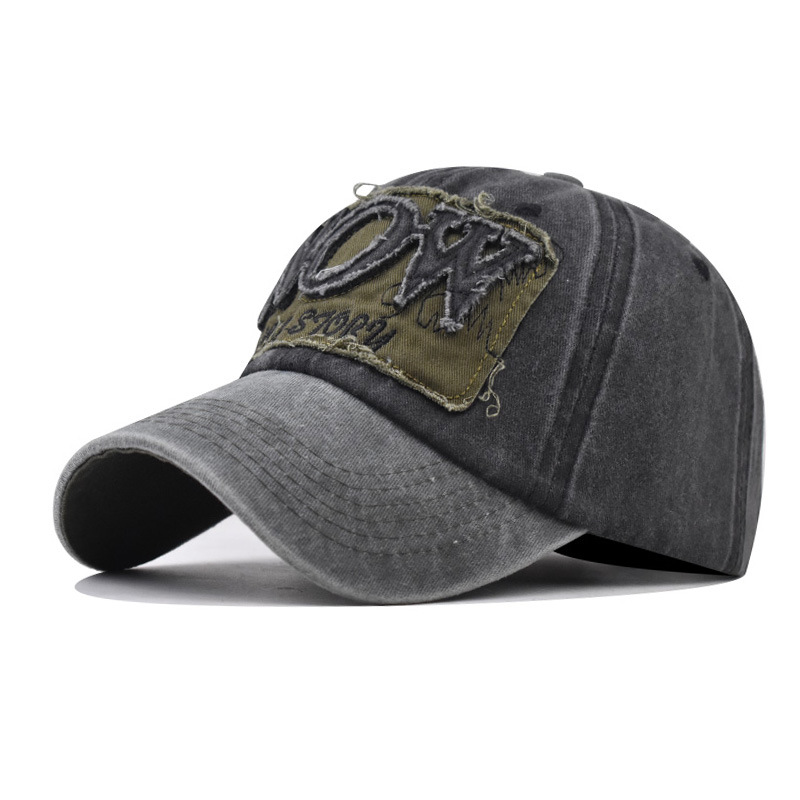 Transfronterizo puro algodón lavado angustiado NOWE carta gorra de béisbol para hombres y mujeres al aire libre Four Seasons enarboló la gorra