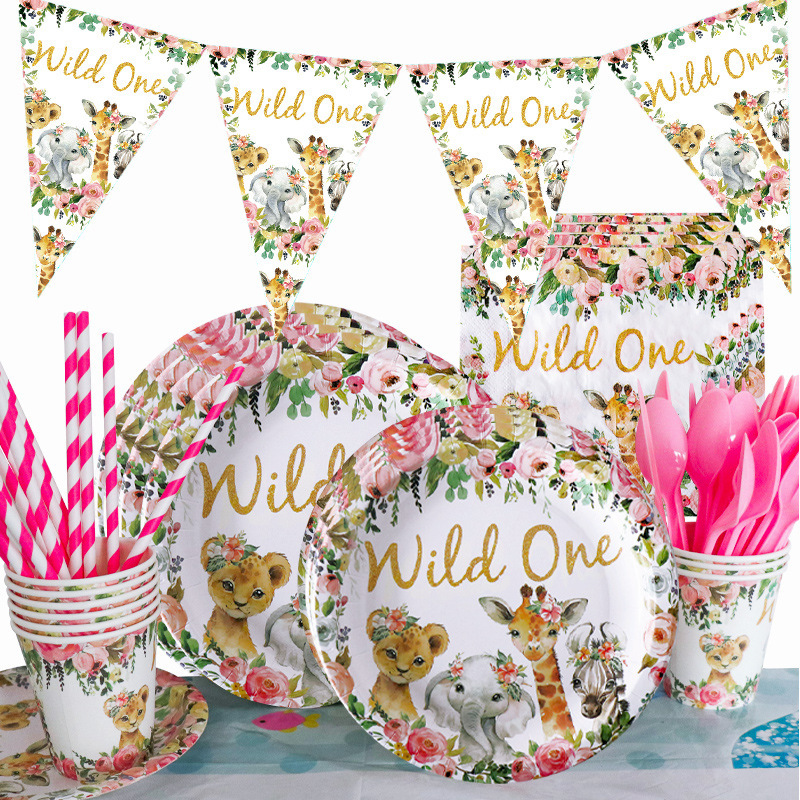 Forest Wild Party Wild One Pink Party Tableware Paper Plate Paper Cup Tissue Party Decoration Supplies Forest Wild Party Wild One Pink Party Tableware Paper Plate Paper Cup Tissue Party Decoration Supplies
