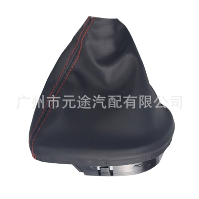 gear head shift handle — Sürətlər qutusu və əl tormozu başlıqları - black-leather-and-red-thread-single-set
