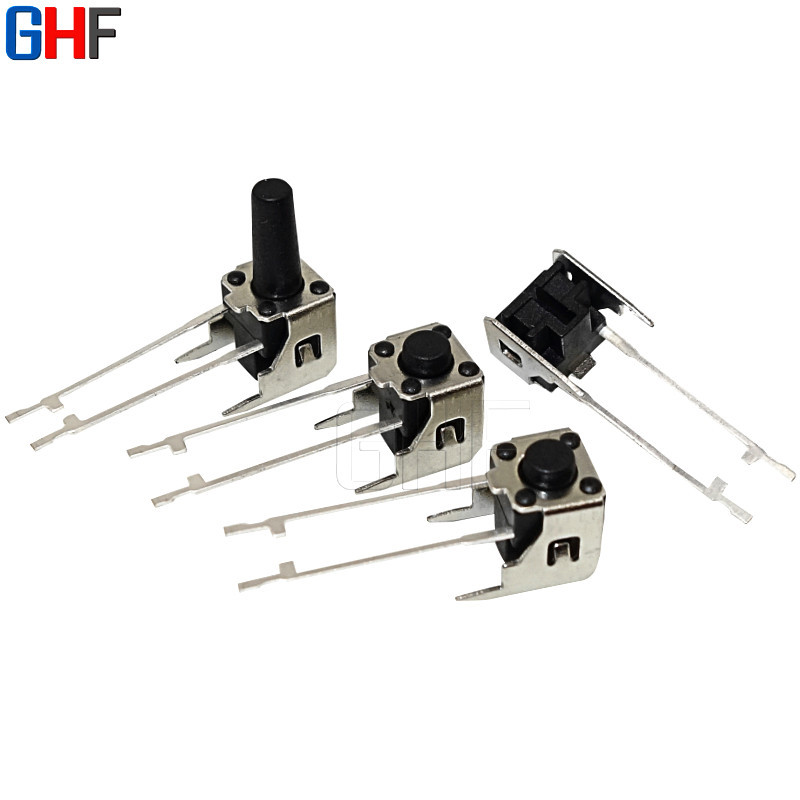 按键6*6*7/8中二脚轻触开关6*6*4.5h长脚支架侧按长两脚6X6长脚架