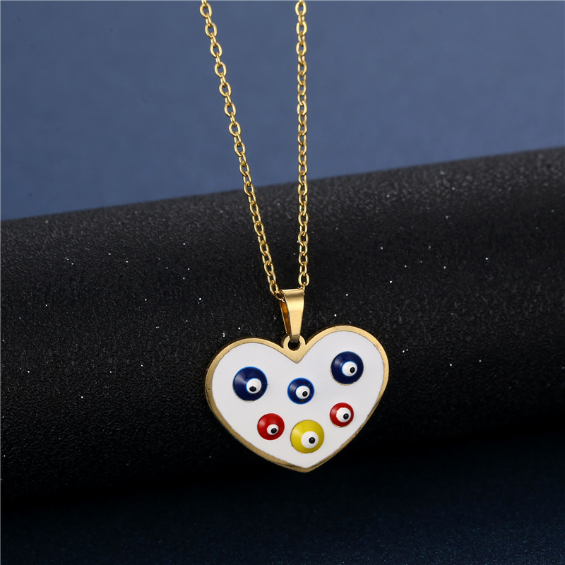 Necklace Evil Eyes Necklace Earrings Set Turkish Style Heart-shaped Jewelry Accessories display picture 4