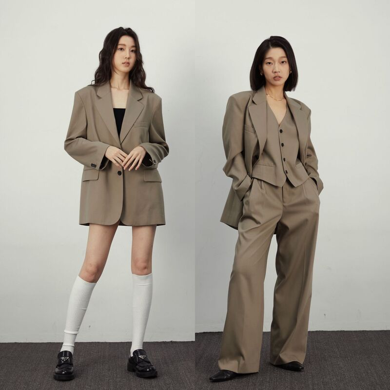 Lanmi Boss Suit Suit Ins Blogger's Same Style Casual Style High-End Spring & Fall Vest Floor-Length Suit Pants Lanmi Boss Suit Suit Ins Blogger's Same Style Casual Style High-End Spring & Fall Vest Floor-Length Suit Pants