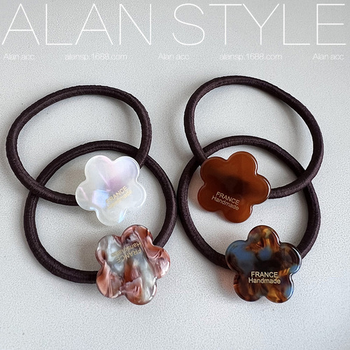 Korean france acetic acid hair rope cute flower cartoon hair tie French leopard print high ponytail hair rope hair accessories for women
