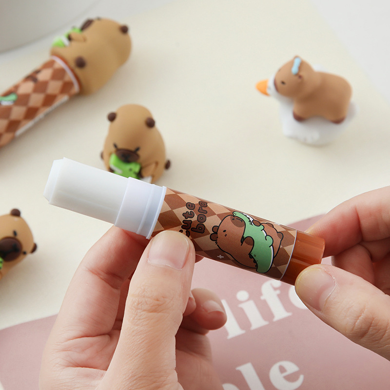 Pegamento sólido Kapibala linda chica barra de pegamento de alta viscosidad estudiante bricolaje pegamento hecho a mano papelería para estudiantes